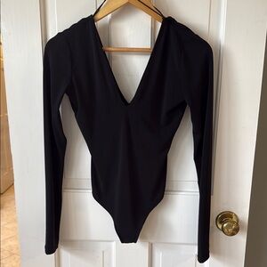 Alice + Olivia Black Long Sleeve Bodysuit
